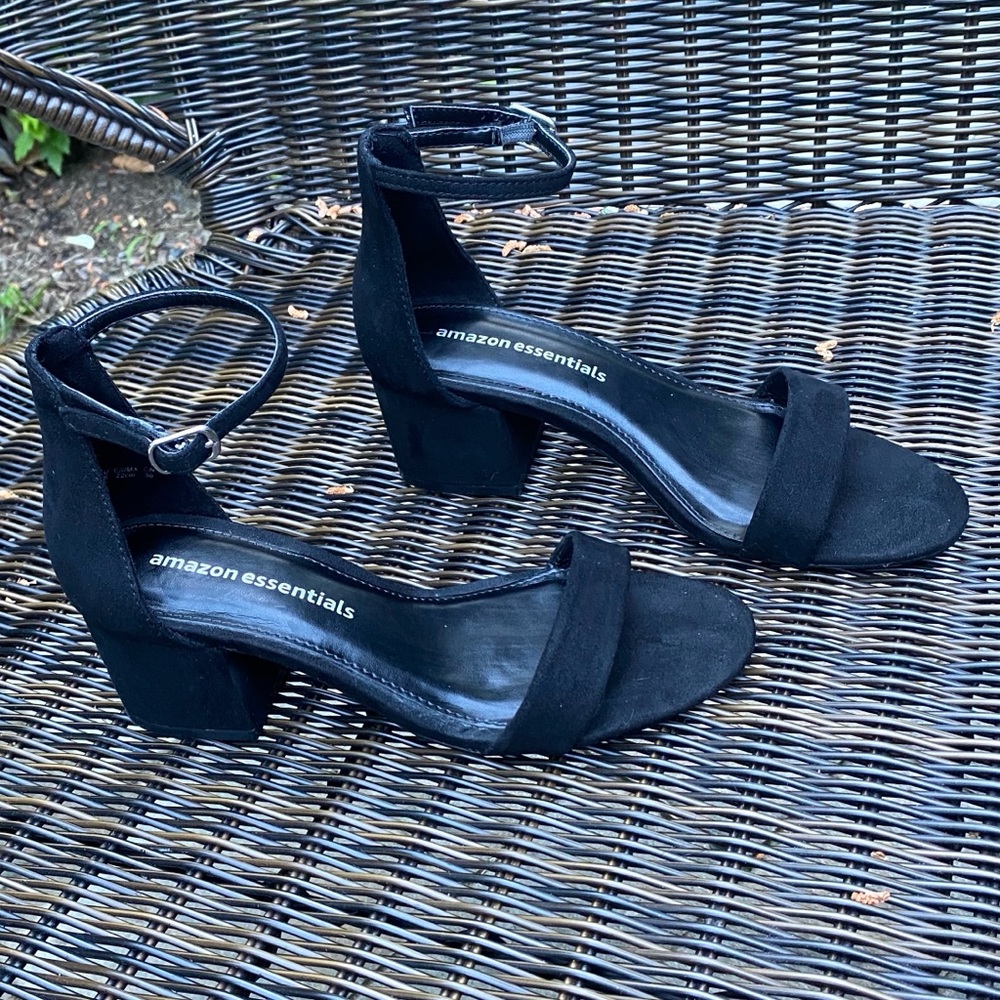 Two strap suede heeled sandal